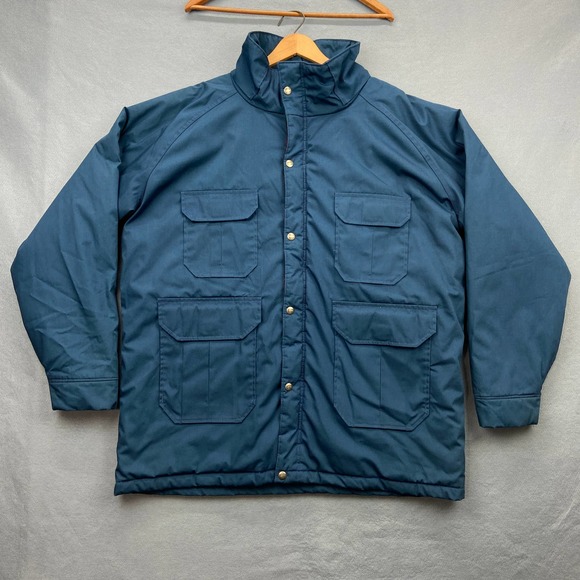 VTG WOOLRICH JACKET WOOL LINED Blue BARN CHORE COAT MEN'S XL - Picture 1 of 11
